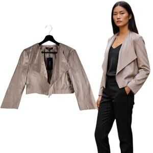 NEW Lafayette 148 Cropped Short Lined Open Jacket Pink Size M